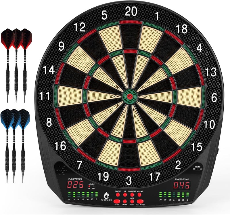 Goocoz Electronic Dart Board, 35 Games and 580 Variants Electric Soft Tip Dartboard Set, Digital Dartboards for Adults with 6 Darts, 100 Soft Tips - Image 1